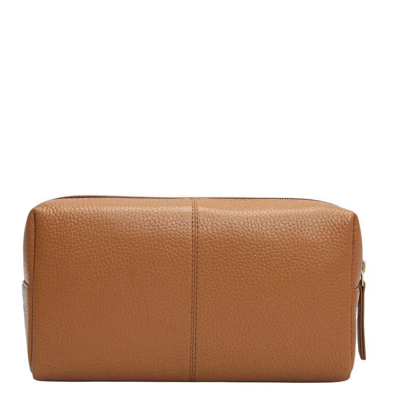 Da Milano Caramel Wax Leather Vanity Pouch - Caramel  | Best Price UAE